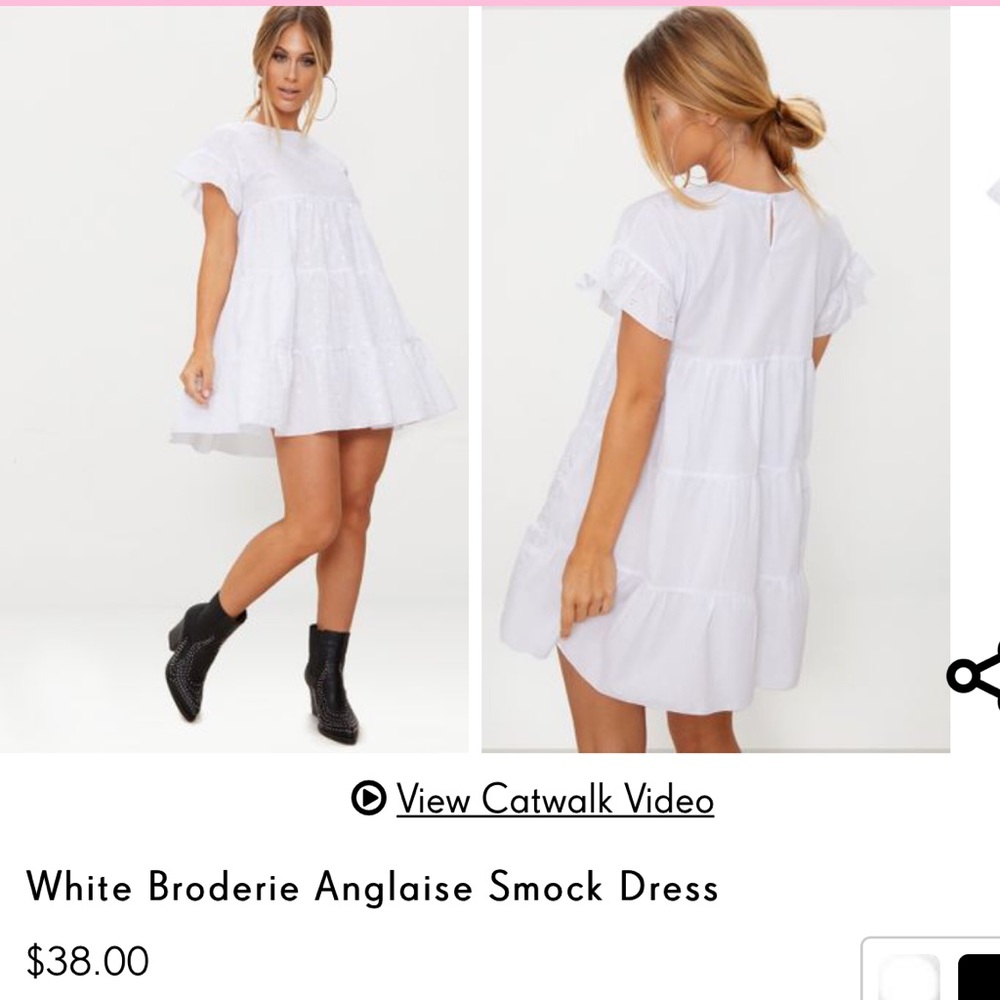 NWT pretty little thing white summer smock dress